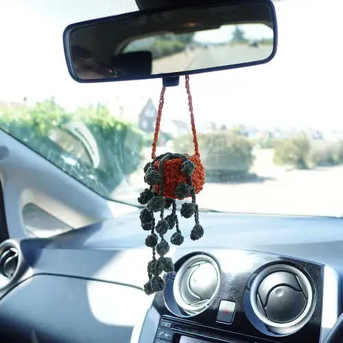 DIY Crochet Car Hanging Succulent