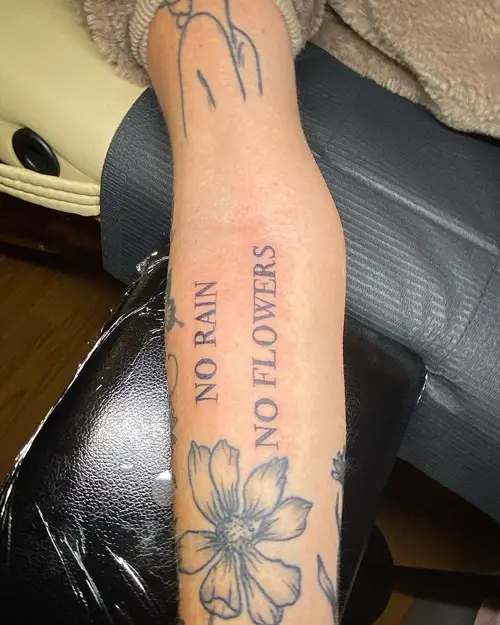 No Rain No Flowers Tattoo Design