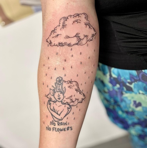 No Rain No Flowers with Clouds