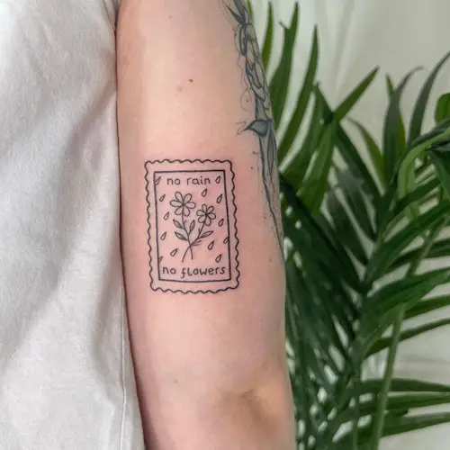 No Rain No Flowers Tattoo