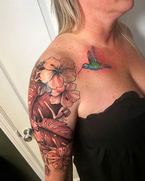 Tropical Sleeve with Hummingbird