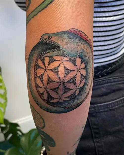 Ideas for Ouroboros with the Flower of Life Tattoos
