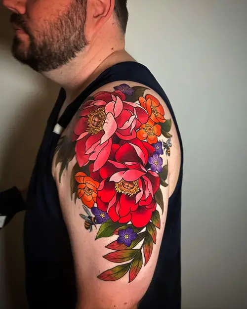 Vibrant Florals flowers tattoo idea