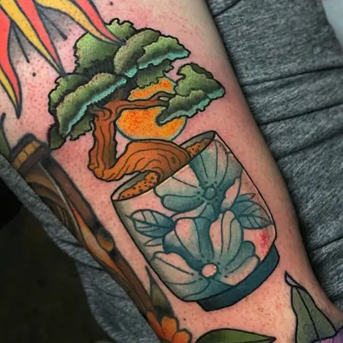 Bonsai Drawing Style Ink tattoo