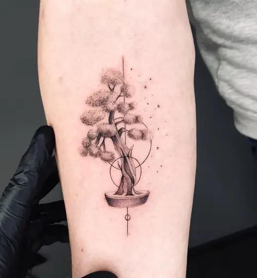 Bonsai with Geometrical Circles tattoo
