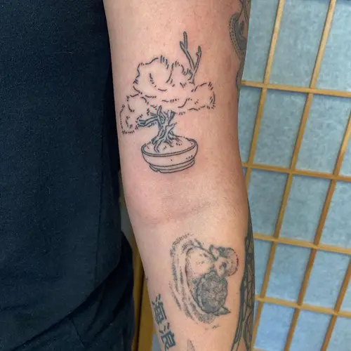 Handpoked Juniper Bonsai tattoo idea