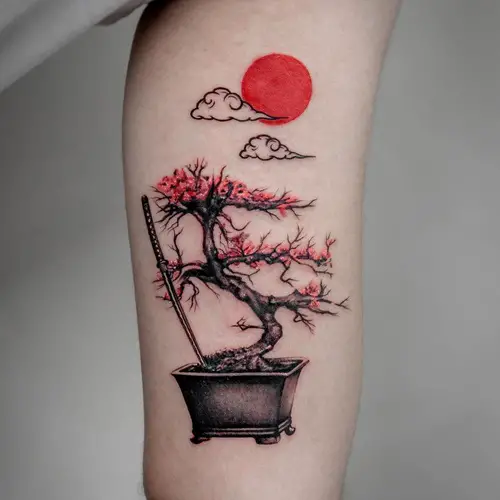 Sakura Bonsai with Katana tattoo