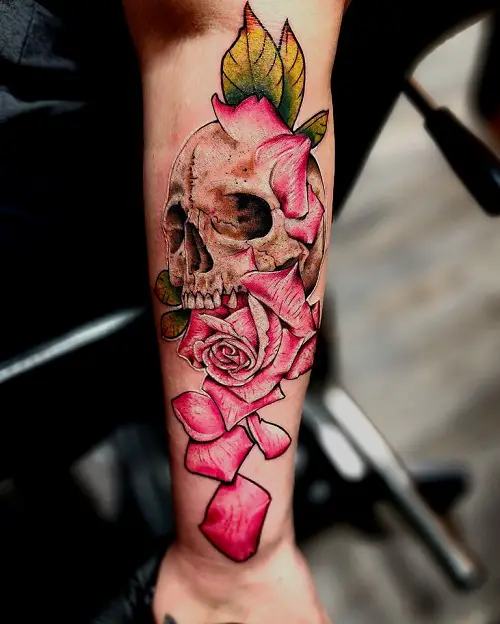 skull and rose tattoo designs