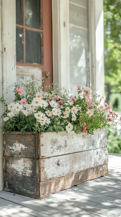 Rustic Wooden Box Planter